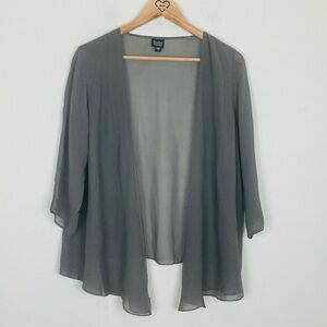 Eileen Fisher Sheer Open-Front Draped Cardigan in Slate Gray
